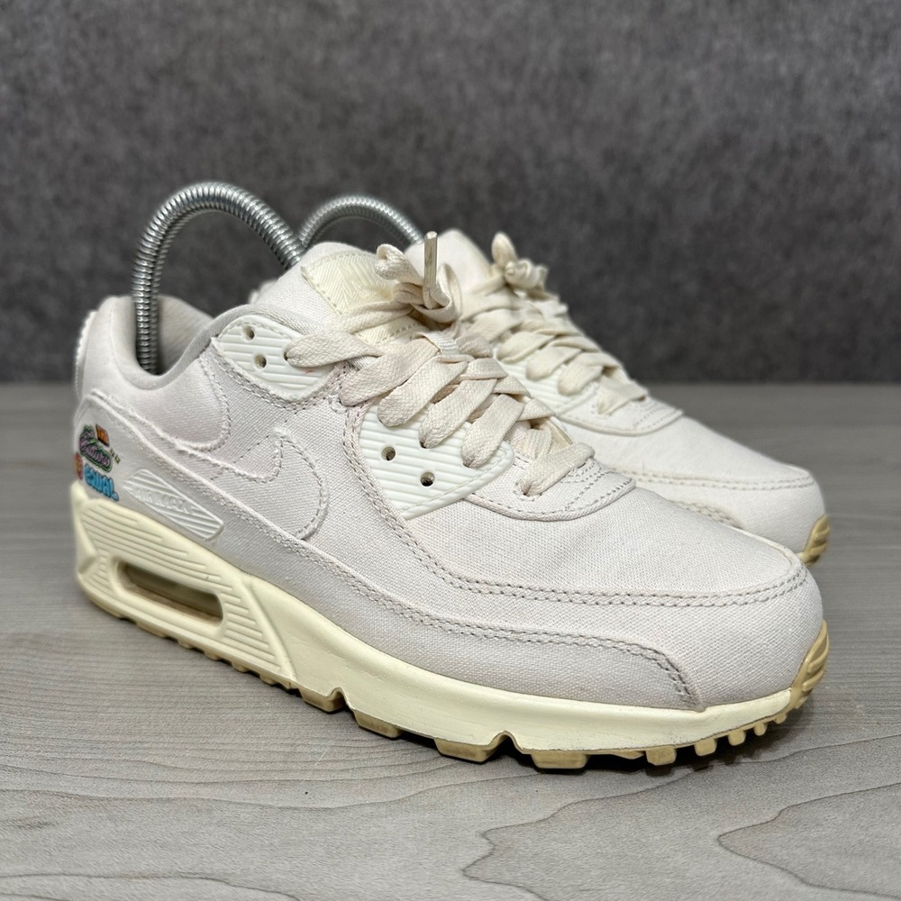Nike Air Max 90 Women's Sz 6 The Future Is Equal Sail Canvas Shoes‎ FD0867-133